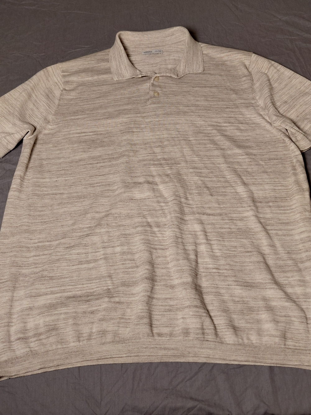 Sonoma Goods For Life Mens 3XL Tall Beige Knit Polo Sweater Short Sleeve 3XLT